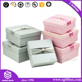 High Quality Cloth Gift Packaging Pink Square Box