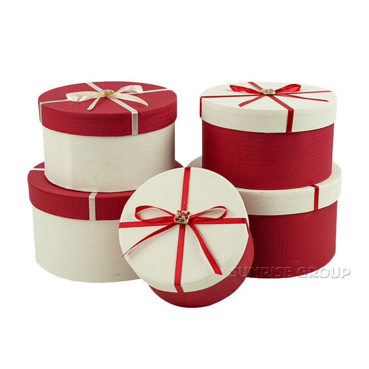 Handmade High Quality Packaging Jewelry Candy Round Box with Ribbon