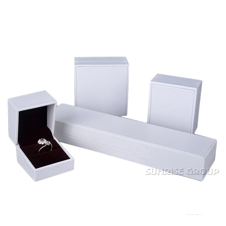 White Swirl Embossed Jewelry Boxes with cotton fill