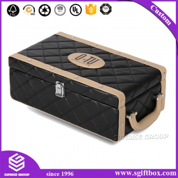 High-end Handle Divided PU Leather Wine Box