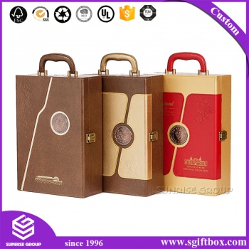 High-end Leather Luxury Handle Retro Wine Box