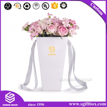 Rose Waterproof Flower Paper Packaging  Box with Handle