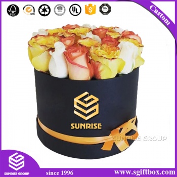 Custom Printing Black Round Paper Flower Packaging Box
