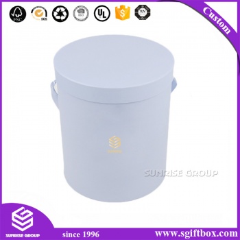Elegant White Flower Custom Packaging Paper Round box