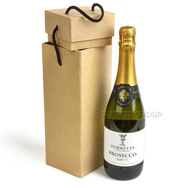 Sunrise Wine Custom Cardboard Paper Wine Pack Box with Handle