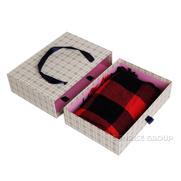 Elegant Rigid Paper Packaging Scarf Drawer Box