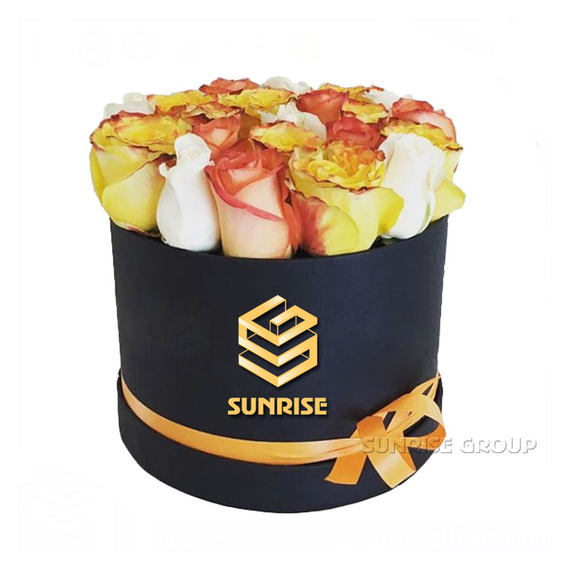 Custom Printing Black Round Paper Flower Packaging Box
